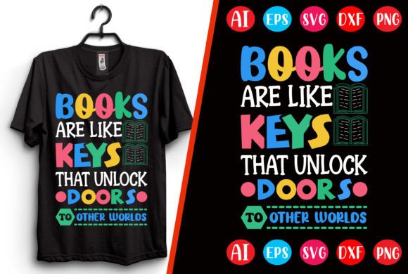 Books Are Like Keys T-shirt Design