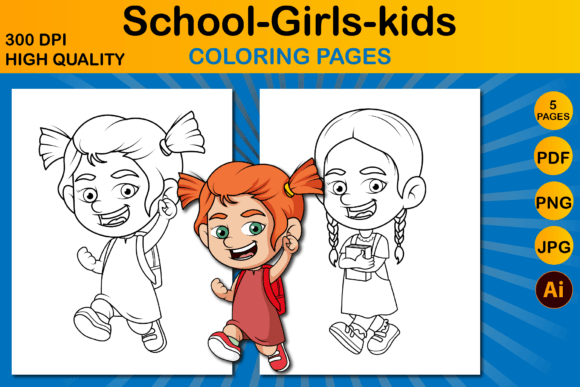 School Girls Kids Coloring Pages